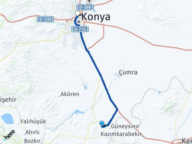Avcıtepe Selçuklu YHT Garı Arası Kaç Km - Yol Tarifi