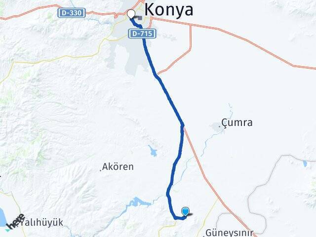 Aydoğmuş Konya YHT Garı Arası Kaç Km - Yol Tarifi