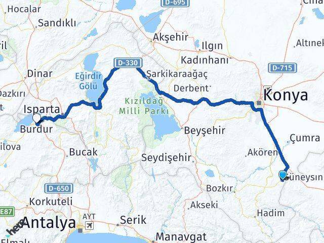 Güneysınır Burdur Arası Kaç Km - Yol Tarifi