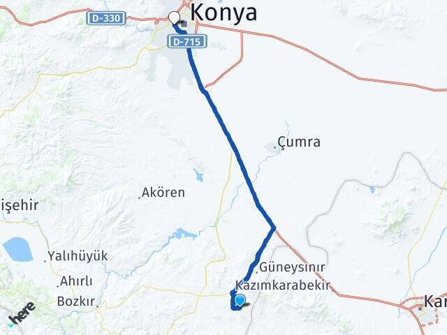 Kızılöz Konya YHT Garı Arası Kaç Km - Yol Tarifi