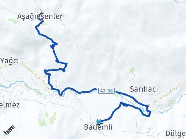Bademli Aşağıeşenler Arası Kaç Km - Yol Tarifi
