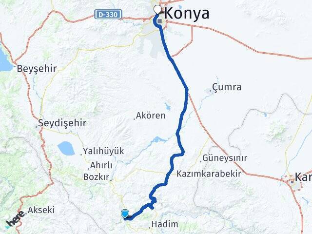 Dedemli Selçuklu YHT Garı Arası Kaç Km - Yol Tarifi