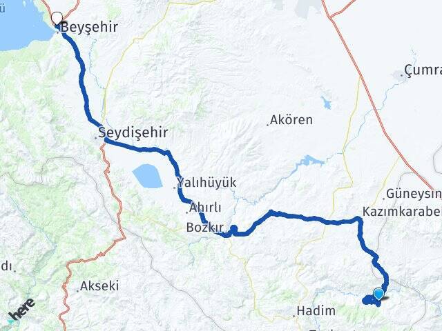 Dülgerler Beyşehir Otogarı Arası Kaç Km - Yol Tarifi