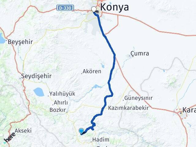 Gerez Konya YHT Garı Arası Kaç Km - Yol Tarifi