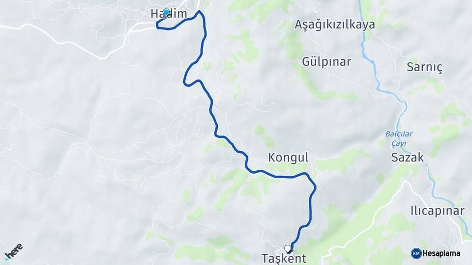 Konya Hadim Taşkent Arası Kaç Km - Yol Haritası