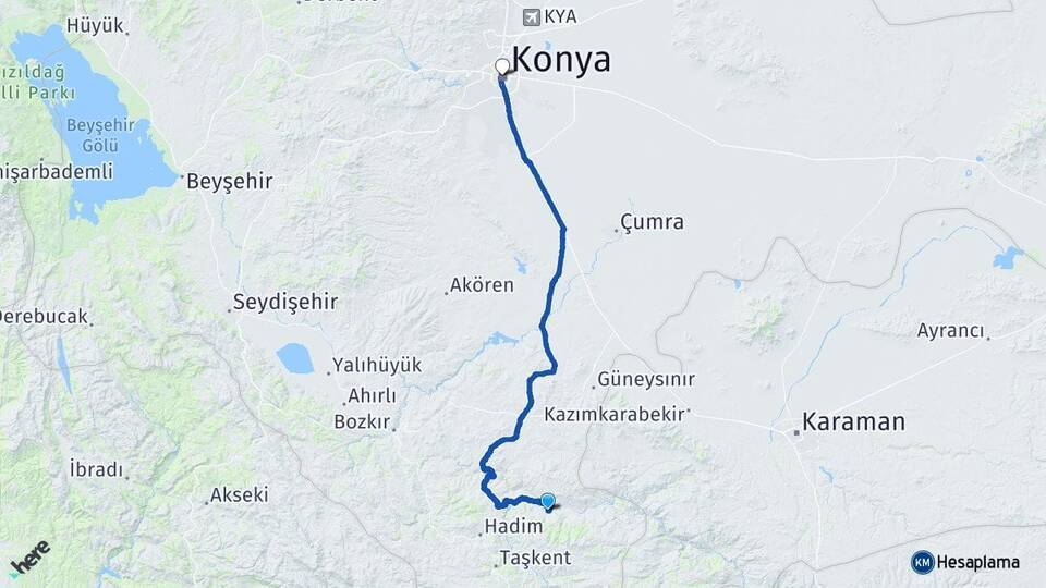 Yelmez Konya Arası Kaç Km - Yol Tarifi