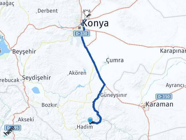 Yelmez Konya Havalimanı Arası Kaç Km - Yol Tarifi