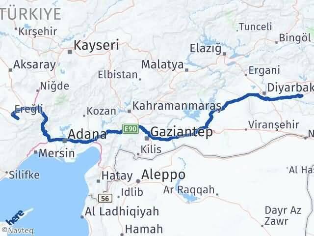 Konya Halkapınar Batman Arası Kaç Km - Yol Haritası