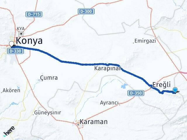 Seydifakılı Konya YHT Garı Arası Kaç Km - Yol Tarifi