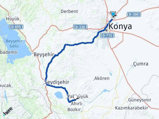 Konya Havalimanı Ahırlı Arası Kaç Km - Yol Tarifi
