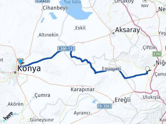 Konya Havalimanı Bor Arası Kaç Km - Yol Tarifi