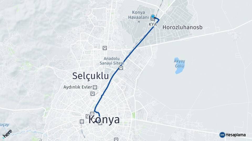 Konya Havalimanı Meram Arası Kaç Km - Yol Tarifi