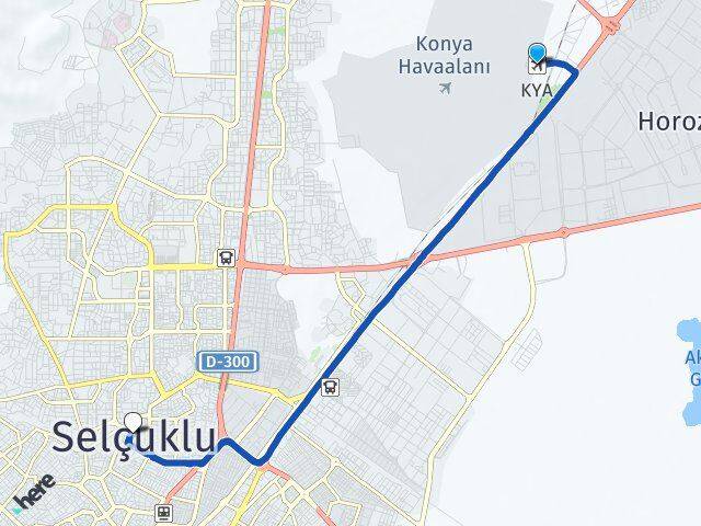 Konya Havalimanı Selçuklu Konya Arası Kaç Km - Yol Haritası