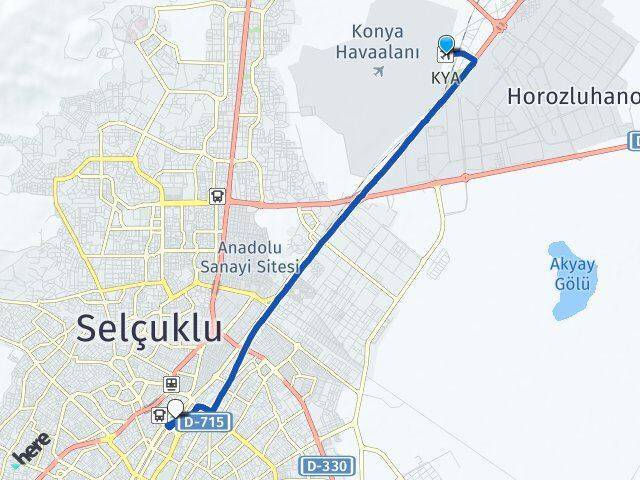 Konya Havalimanı Selçuklu YHT Garı Arası Kaç Km - Yol Tarifi