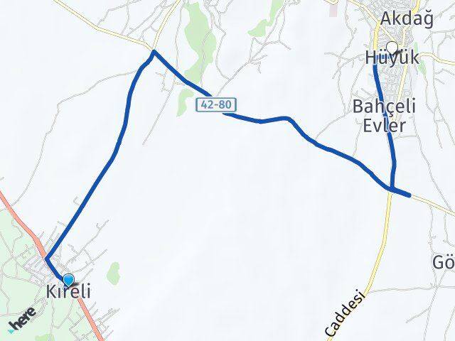 Kıreli Hüyük Arası Kaç Km - Yol Tarifi