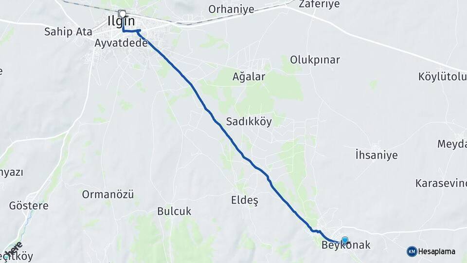 Beykonak Ilgın Arası Kaç Km - Yol Tarifi