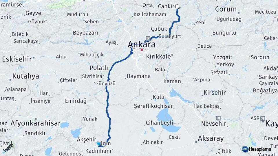 Konya Ilgın Çankırı Arası Kaç Km - Yol Haritası