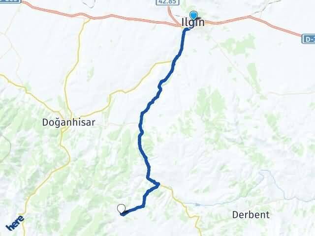 Konya Ilgın Dığrak Ilgın Arası Kaç Km - Yol Haritası
