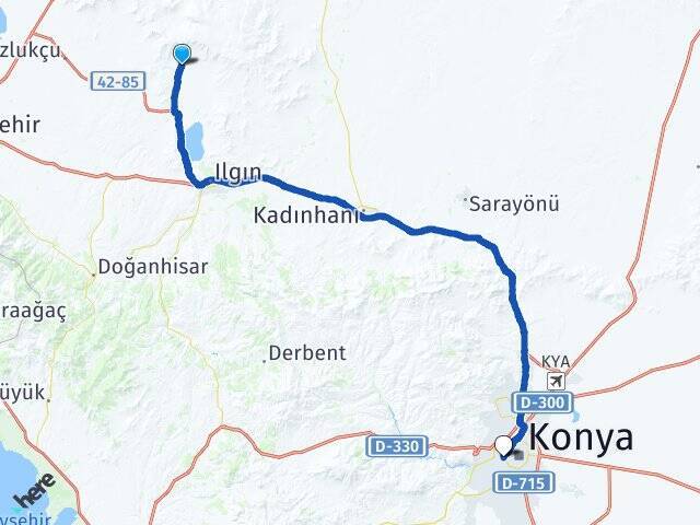 Gölyaka Konya YHT Garı Arası Kaç Km - Yol Tarifi