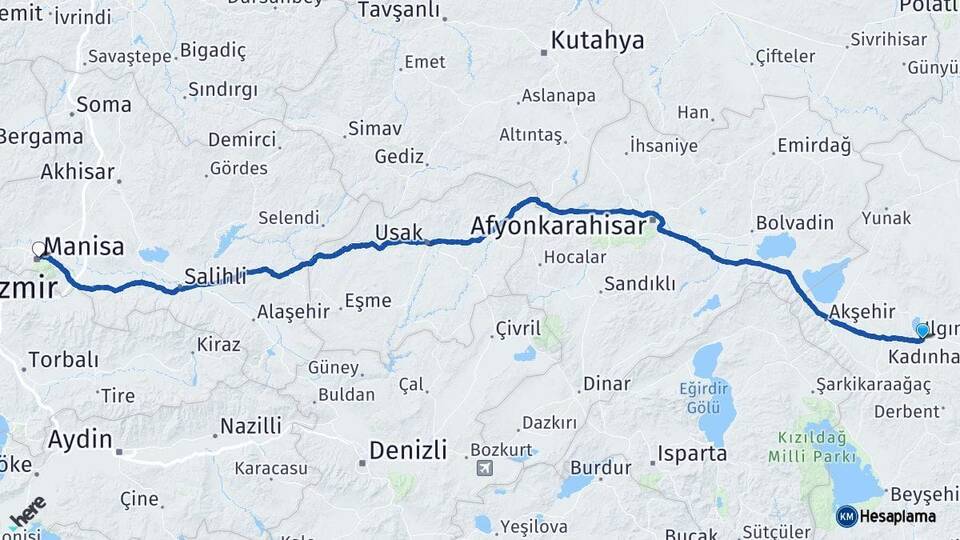 Konya Ilgın Manisa Arası Kaç Km - Yol Haritası