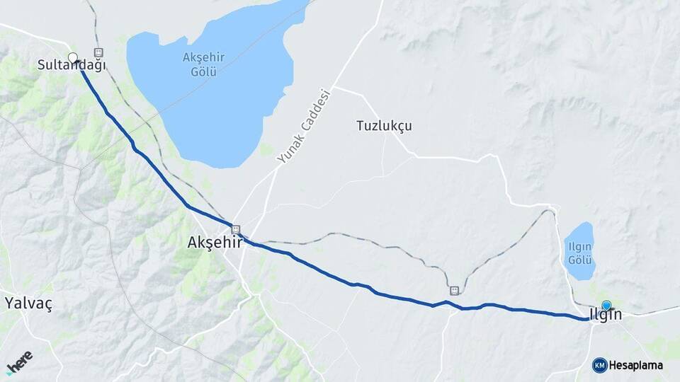 Konya Ilgın Sultandağı Afyonkarahisar Arası Kaç Km - Yol Haritası