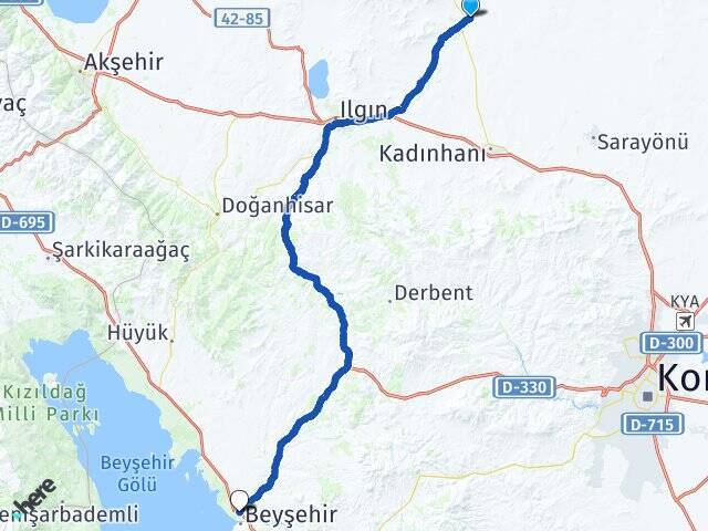 Atlantı Beyşehir Otogarı Arası Kaç Km - Yol Tarifi