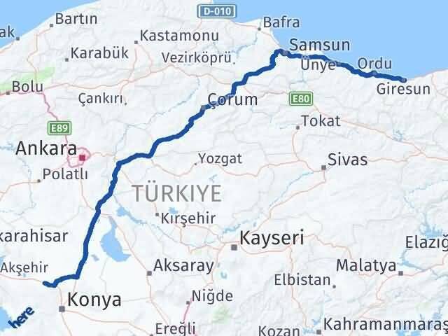 Kadınhanı Giresun Arası Kaç Km - Yol Tarifi