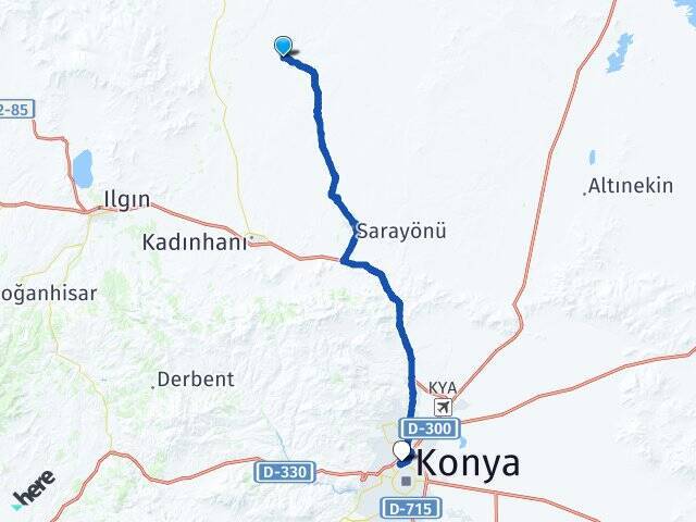 Kolukısa Mescit Selçuklu YHT Garı Arası Kaç Km - Yol Tarifi