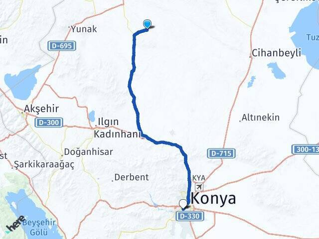 Sarıkaya Konya YHT Garı Arası Kaç Km - Yol Tarifi