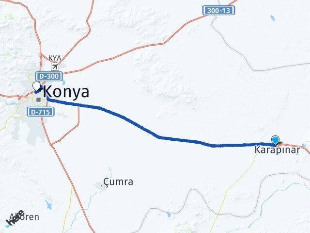 Alaaddin Selçuklu YHT Garı Arası Kaç Km - Yol Tarifi