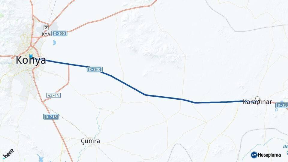 Konya Karapınar Arası Kaç Km - Yol Haritası