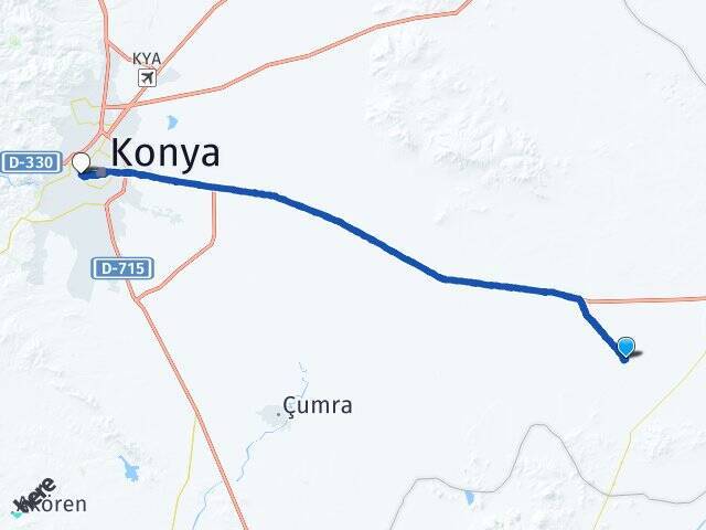 Hotamış Konya YHT Garı Arası Kaç Km - Yol Tarifi