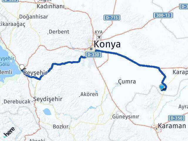 Karakışla Beyşehir Otogarı Arası Kaç Km - Yol Tarifi