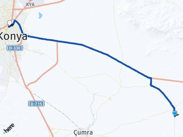 Küçükaşlama Selçuklu YHT Garı Arası Kaç Km - Yol Tarifi