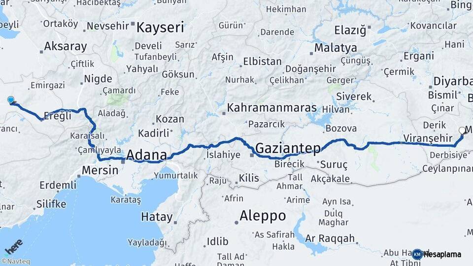 Konya Karapınar Mardin Arası Kaç Km - Yol Haritası