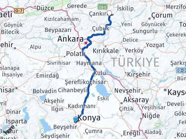 Karatay Çankırı Arası Kaç Km - Yol Tarifi