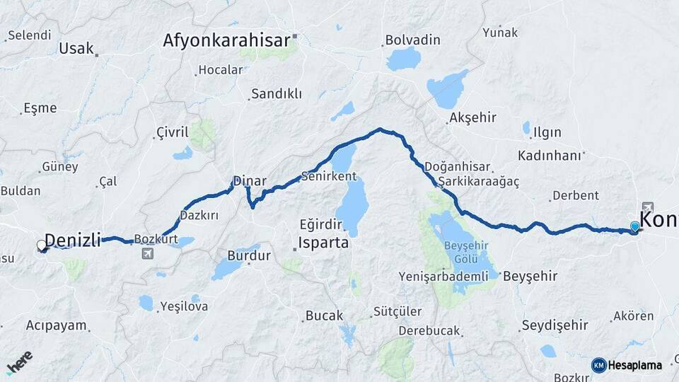 Karatay Denizli Arası Kaç Km - Yol Tarifi
