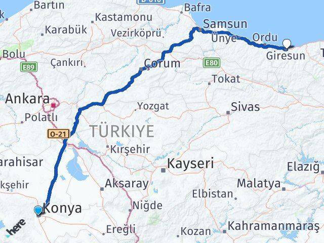 Karatay Giresun Arası Kaç Km - Yol Tarifi