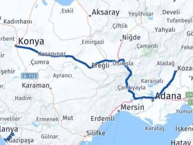 Konya Kozan Adana Arası Kaç Km - Yol Haritası