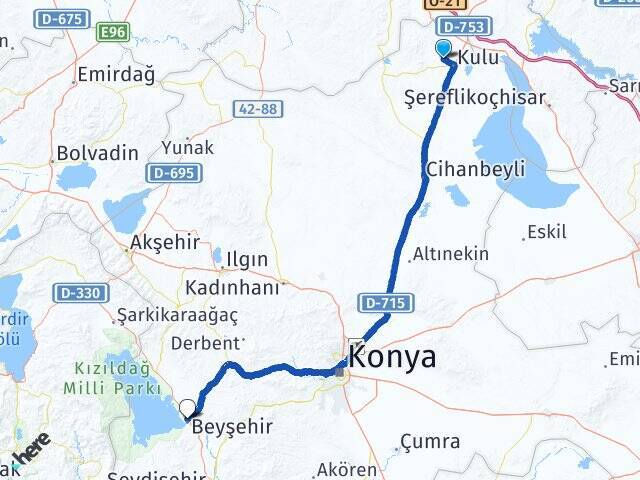 Değirmenözü Beyşehir Otogarı Arası Kaç Km - Yol Tarifi