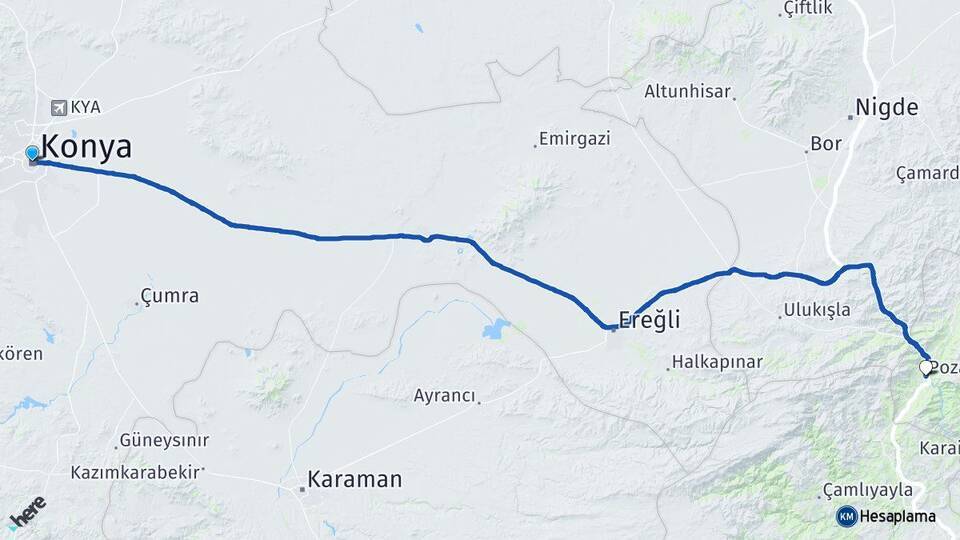 Konya Pozantı Arası Kaç Km - Yol Tarifi