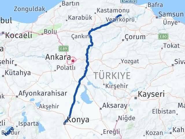 Konya Saraydüzü Sinop Arası Kaç Km - Yol Haritası