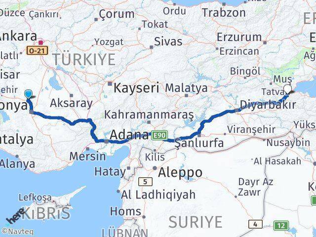 Sarayönü Bitlis Arası Kaç Km - Yol Tarifi
