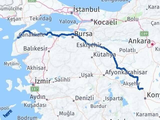 Sarayönü Çanakkale Arası Kaç Km - Yol Tarifi