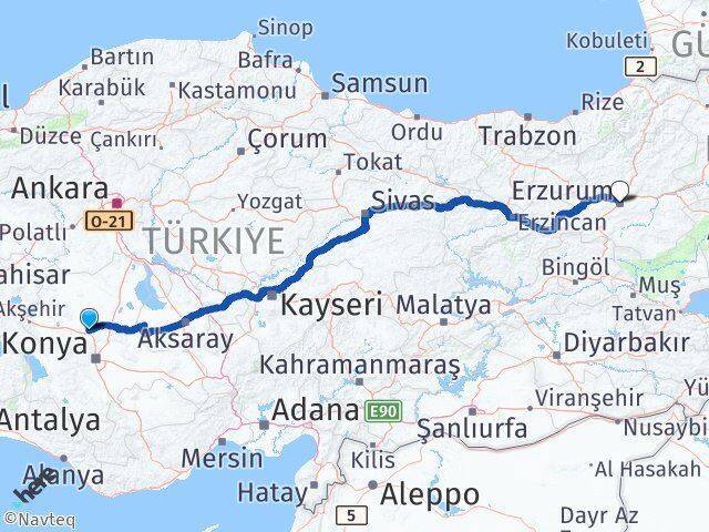 Sarayönü Erzurum Arası Kaç Km - Yol Tarifi