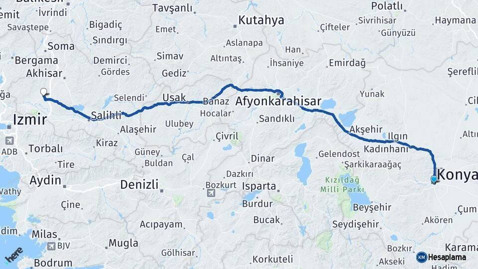 Konya Saruhanlı Manisa Arası Kaç Km - Yol Haritası