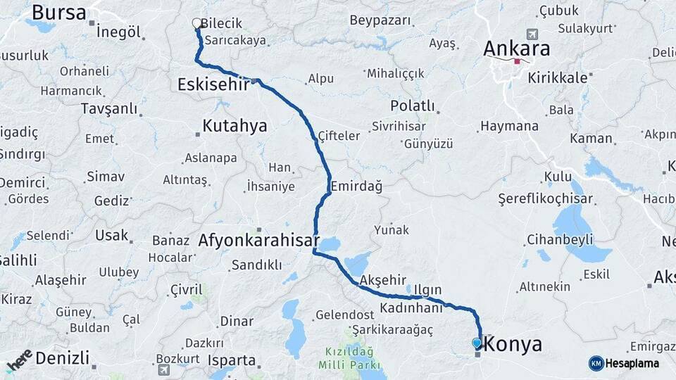 Selçuklu Bilecik Arası Kaç Km - Yol Tarifi