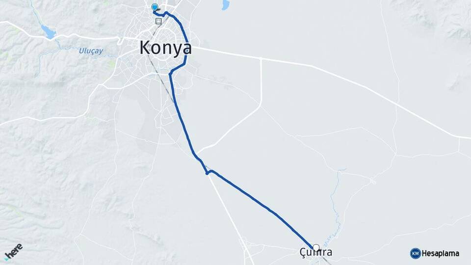 Konya Selçuklu Çumra Arası Kaç Km - Yol Haritası