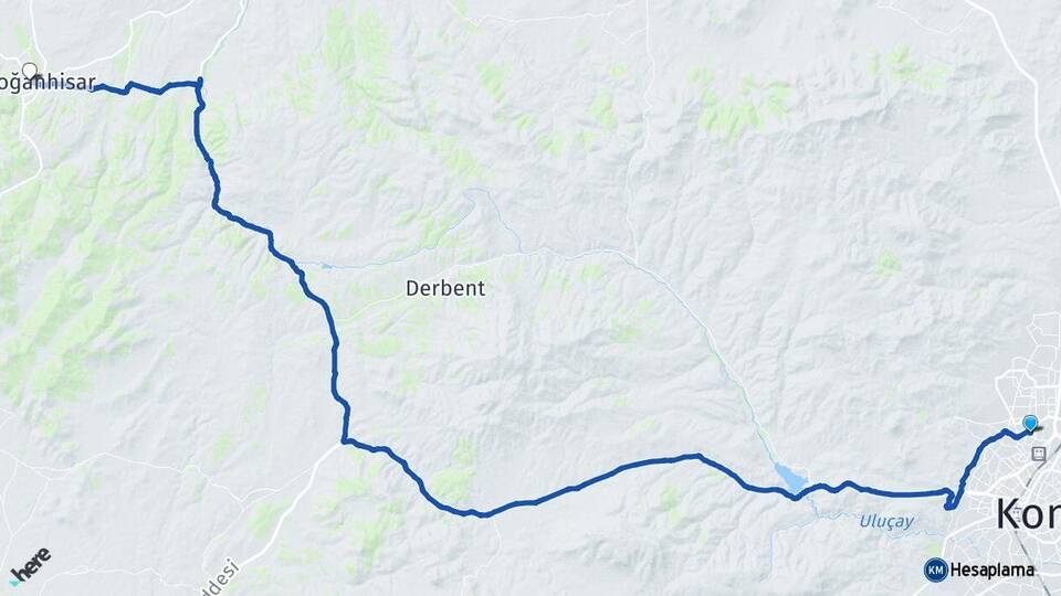 Konya Selçuklu Doğanhisar Arası Kaç Km - Yol Haritası