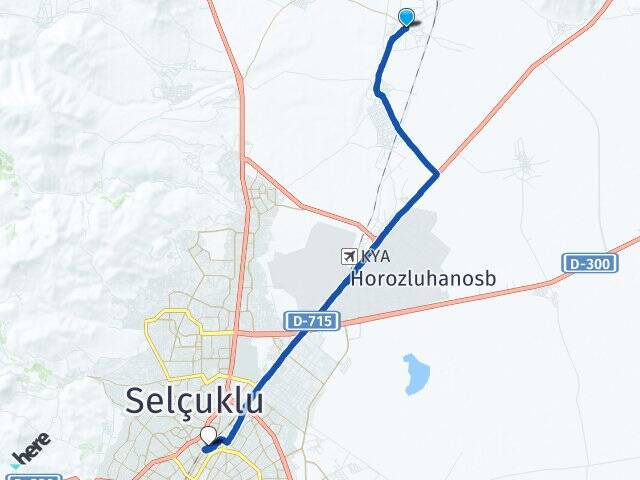 Sarıcalar Selçuklu YHT Garı Arası Kaç Km - Yol Tarifi